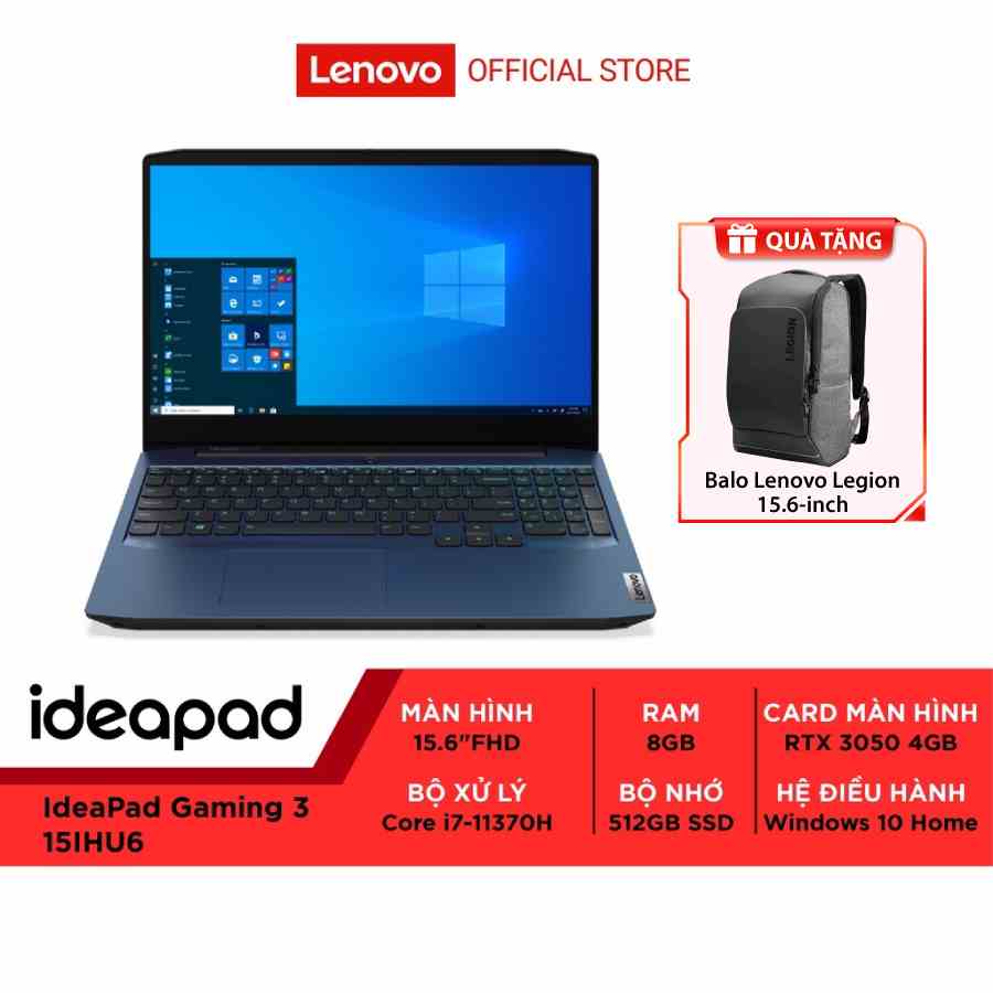 Laptop Lenovo IdeaPad Gaming 3 82K100FBVN Core i7-11370H/8GB RAM/512GB SSD/15.6-in