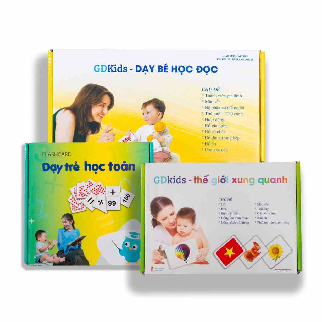 Flashcard GDKids - Bộ Thẻ Học Thông Minh Kết Hợp 3 Bộ Cơ Bản 259 Thẻ ( 0-6 Tuổi )