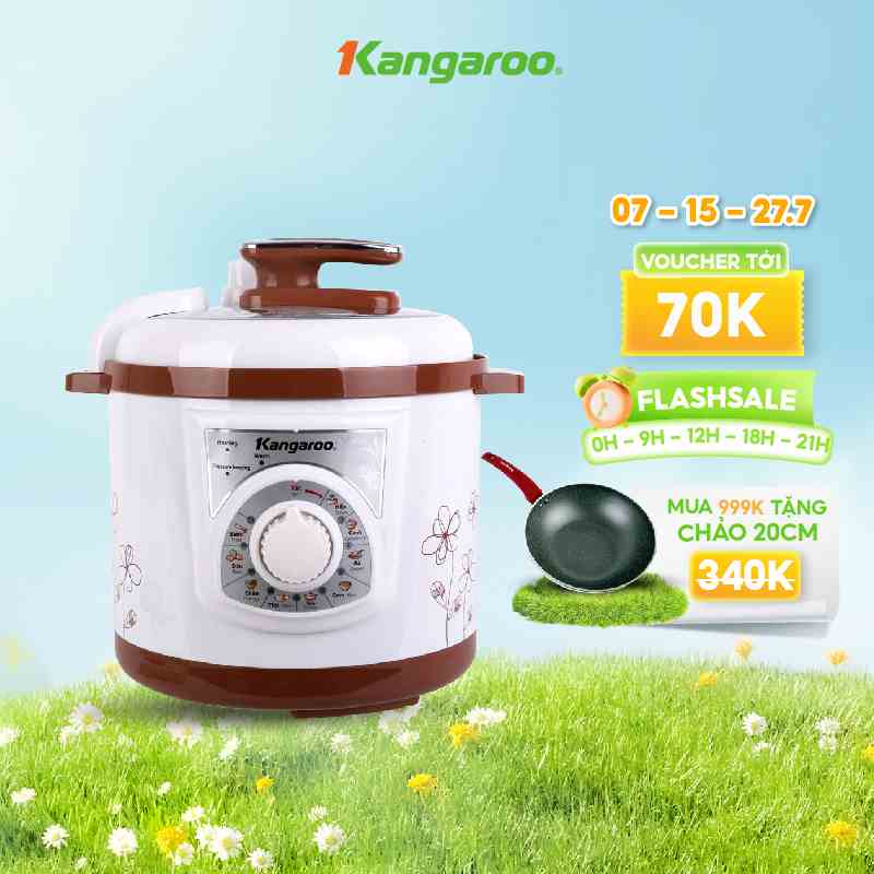 Nồi áp suất 6 lít Kangaroo KG136 ( loại cơ - màu trắng)