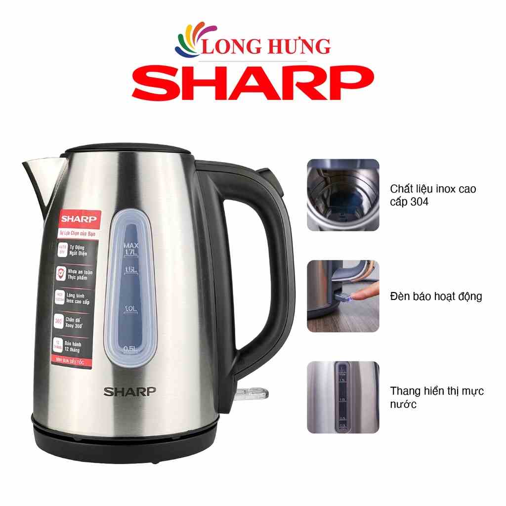 Bình đun siêu tốc Sharp 1.7 lít EKJ-17VSS-ST - Hàng chính hãng