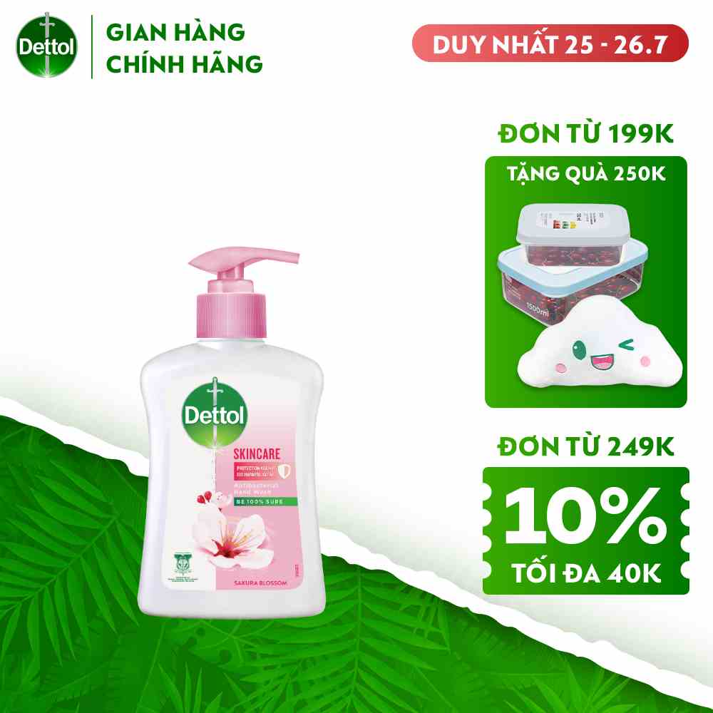 Nước rửa tay Dettol kháng khuẩn chăm sóc da - Chai 250g