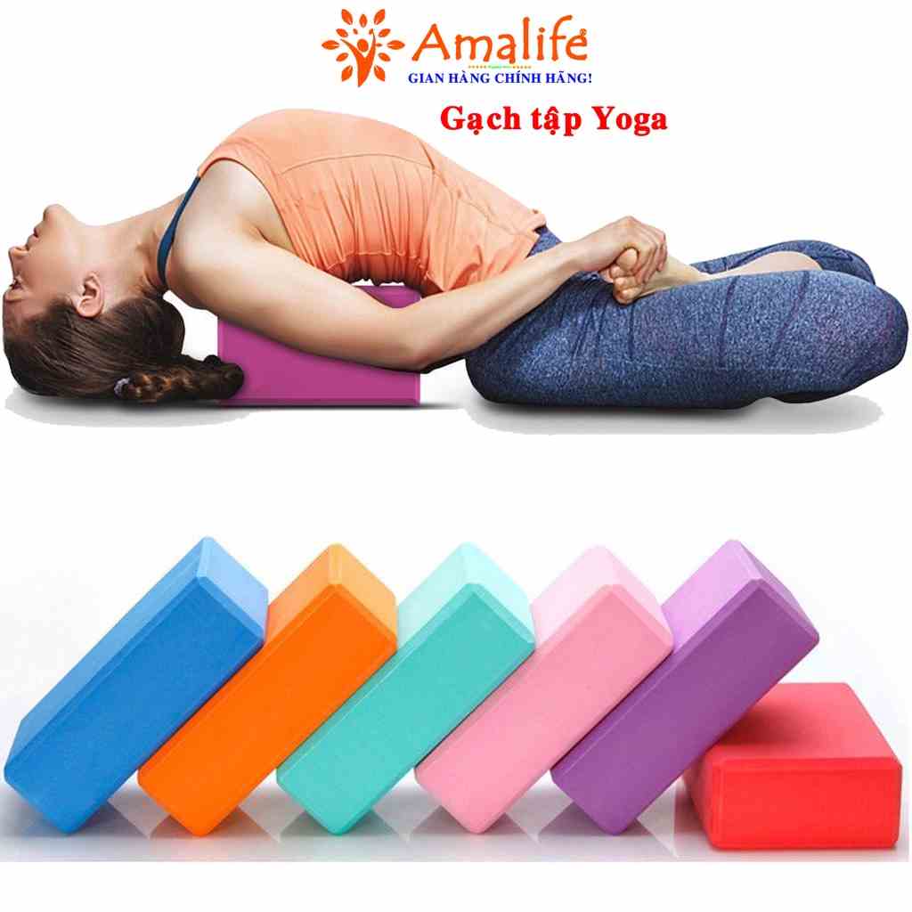 Gối Tập Yoga Chọn Màu Chính Hãng Amalife Cao Cấp – Gạch Tập Yoga Loại Nặng 190gram