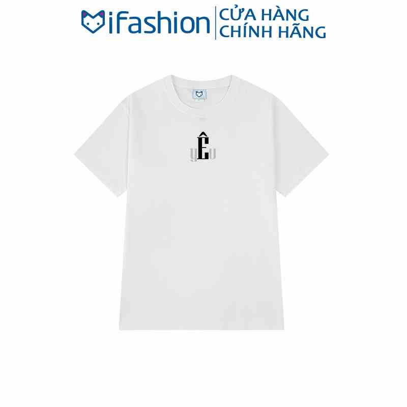 Áo thun form rộng IFASHION chất cotton dáng unisex tay lỡ in chữ yÊu B001