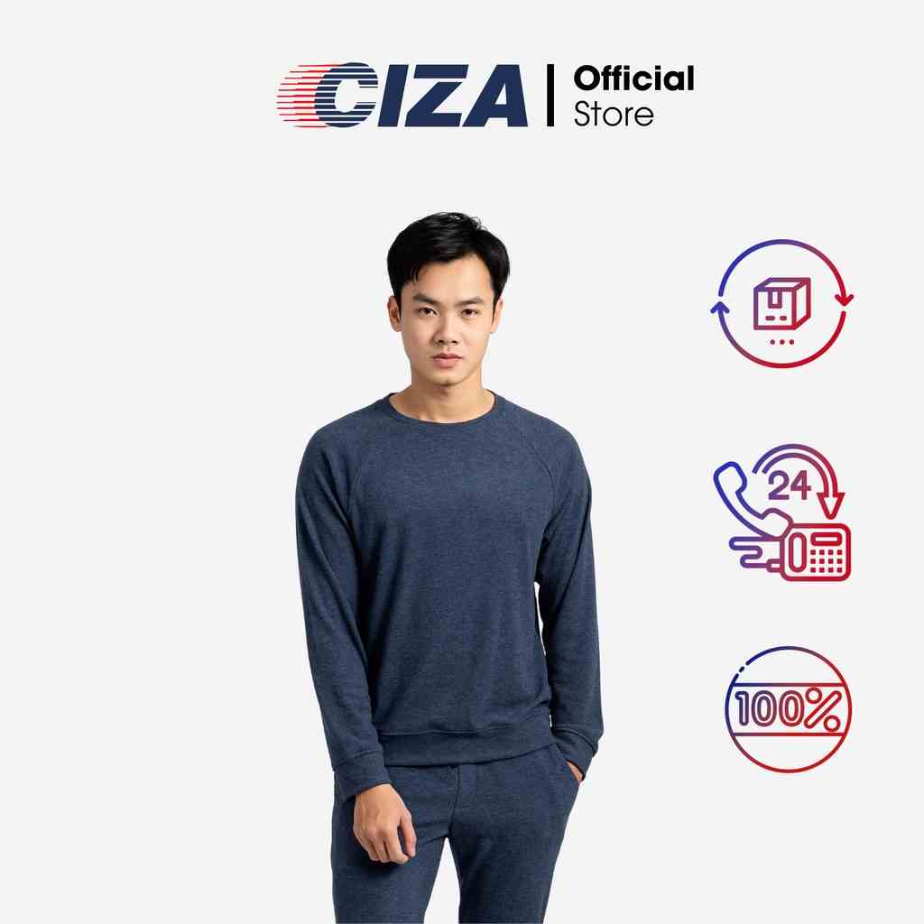 Áo nỉ nam dài tay CIZA lót bông cao cấp dáng thể thao size S M L XL màu đen, xám, xanh ATDS02