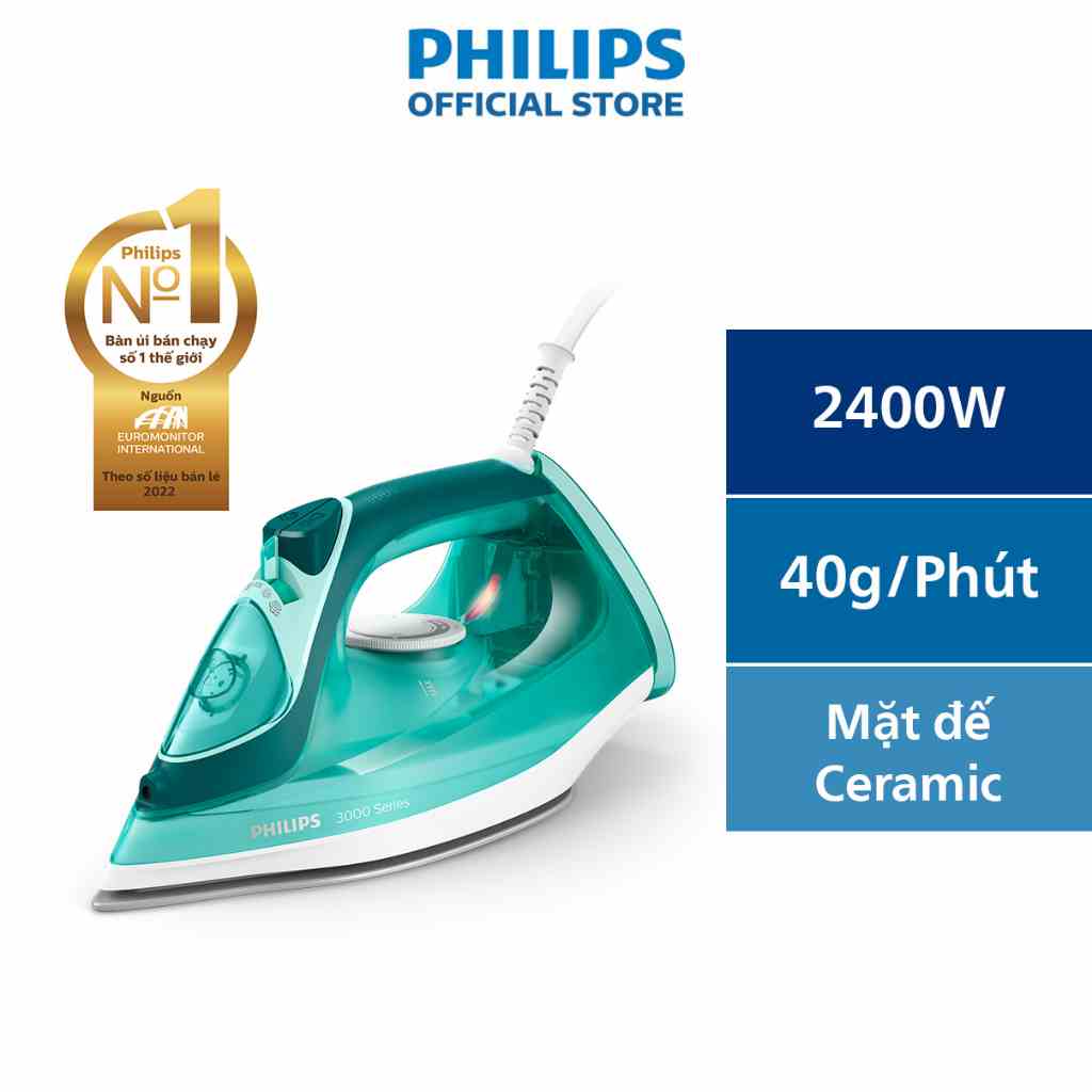 Bàn Ủi Hơi Nước PHILIPS DST3030 /70 |2400w|phun liên tục 40g/phút - Hàng Chính Hãng