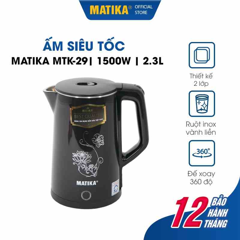 Ấm Siêu Tốc MATIKA 2.3L Đen MTK-29