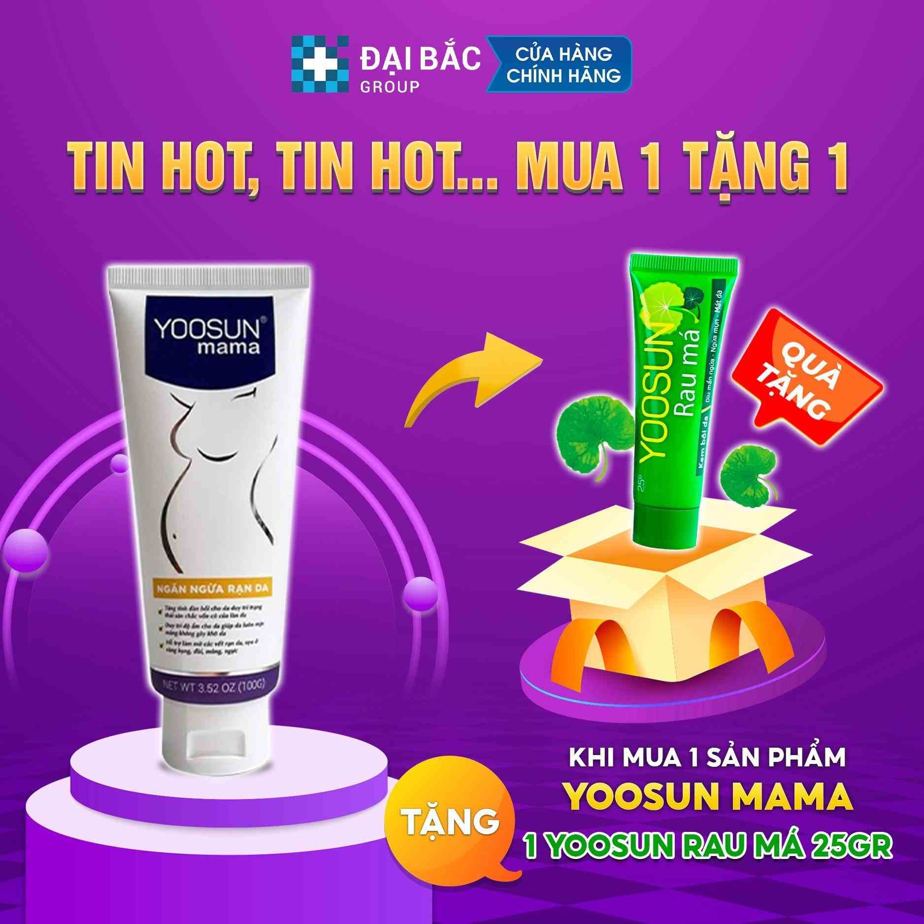 [MUA 1 TẶNG 1]Mua 1 tuýp kem ngăn ngừa và phục hồi rạn da YOOSUN Mama tặng 1 tuýp Yoosun Rau má 25gr