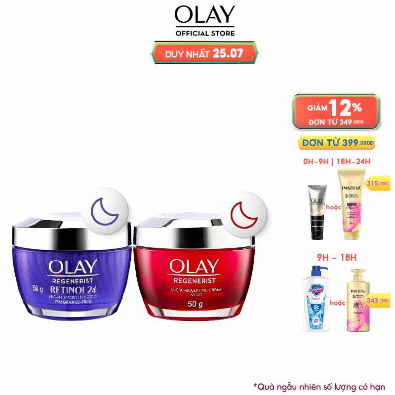 Combo 2 Kem Dưỡng Ẩm Ban Đêm: OLAY REGENERIST 50G & OLAY RETINOL 50G