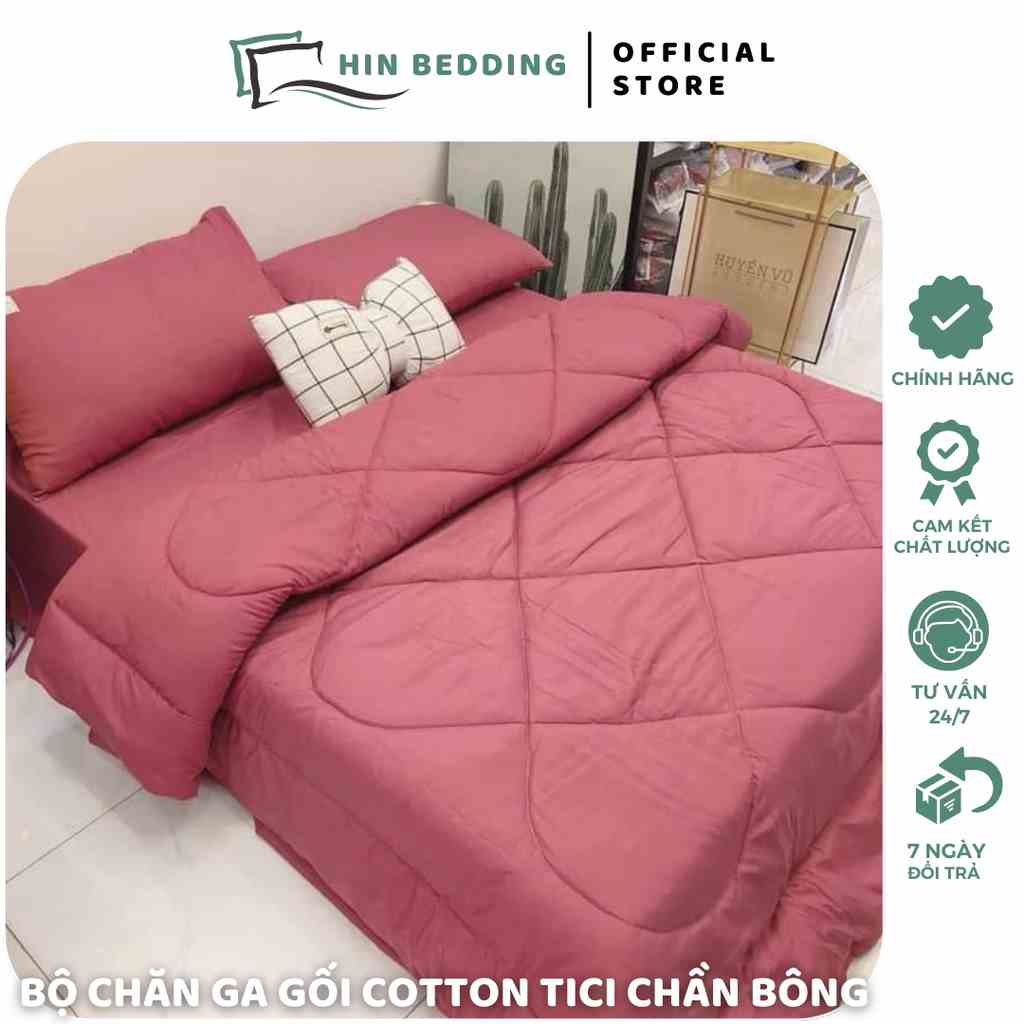 Bộ Chăn Ga Gối Cotton Tici Chăn Chần Bông HIN BEDDING Đủ Mẫu Mới Nhất Miễn Phí Bo Chun