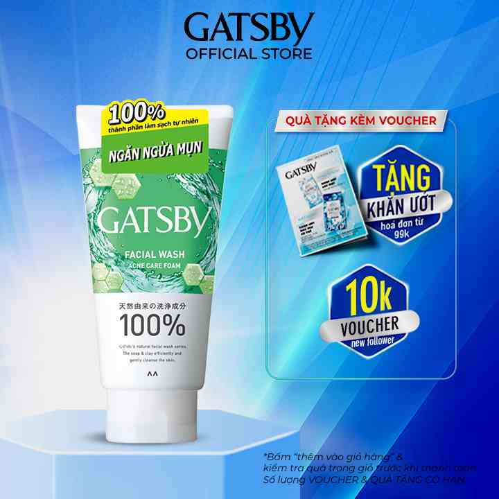 [Mã BMLTB35 giảm đến 35K đơn 99K] Sữa rửa mặt ngăn ngừa mụn GATSBY Facial Wash Acne Care Foam Ap 130g/tuýp