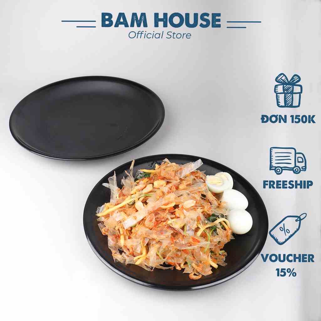 Dĩa nhựa tròn Bam House 21cm chất nhựa Melamine cao cấp DCN03