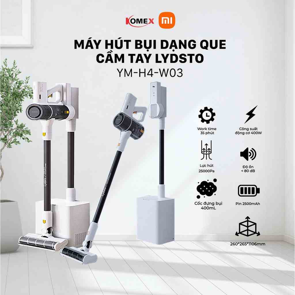 Máy hút bụi cầm tay Xiaomi Lydsto YM H4 Công nghệ tân tiến, Tự động đổ rác, Lực hút cực mạnh - Komex