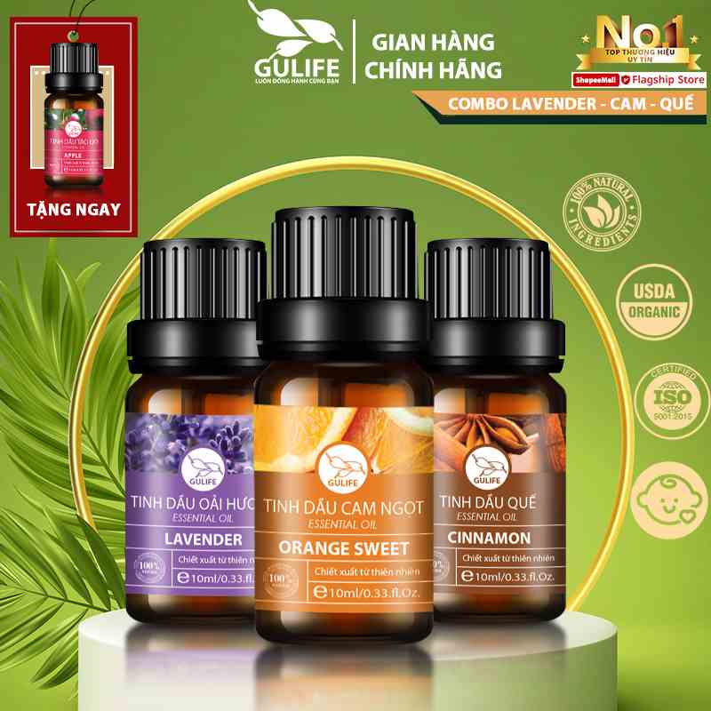 Combo 3 Lọ Tinh Dầu Chiết Xuất Từ Thiên Nhiên GULIFE - Giảm Căng Thằng, Thơm Phòng & Thư Giãn