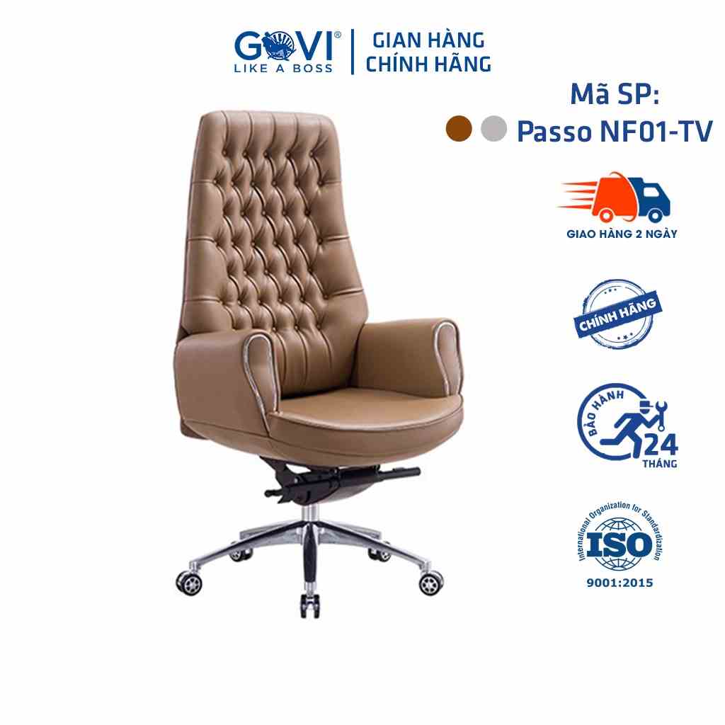 Ghế lãnh đạo GOVI Passo NF01-TV Da bò Italy nhập khẩu