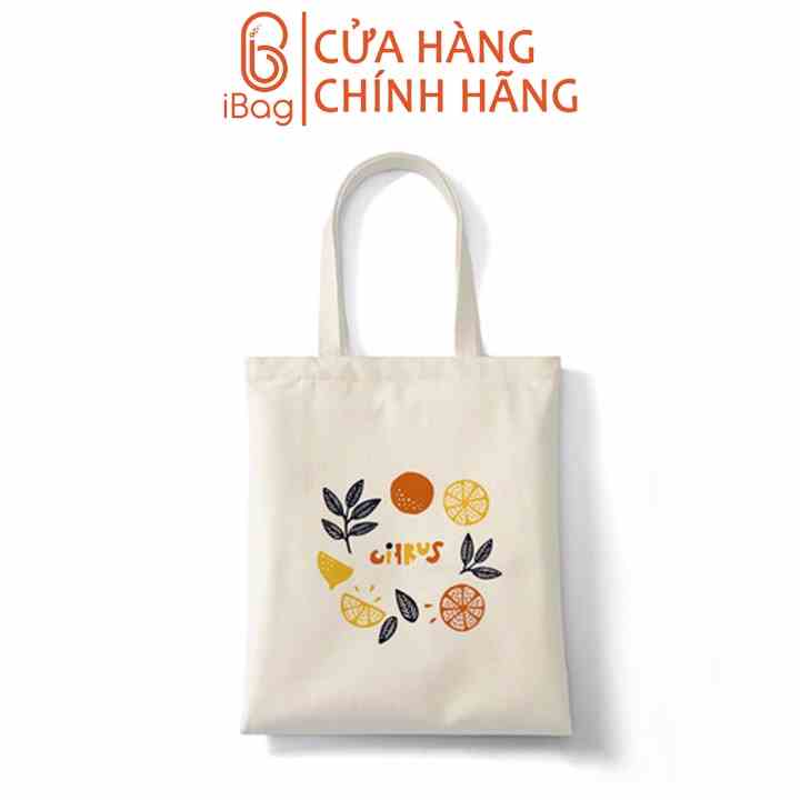 Túi tote vải canvas IBAG nữ phong cách ulzzang dáng unisex in hình Citrus N004