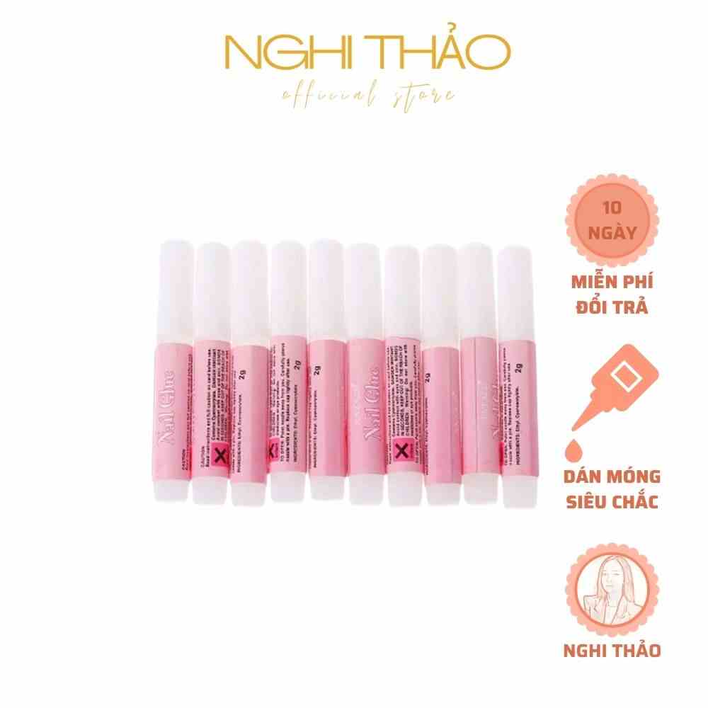 Keo dán móng mini nail box NGHI THẢO set 10 chai