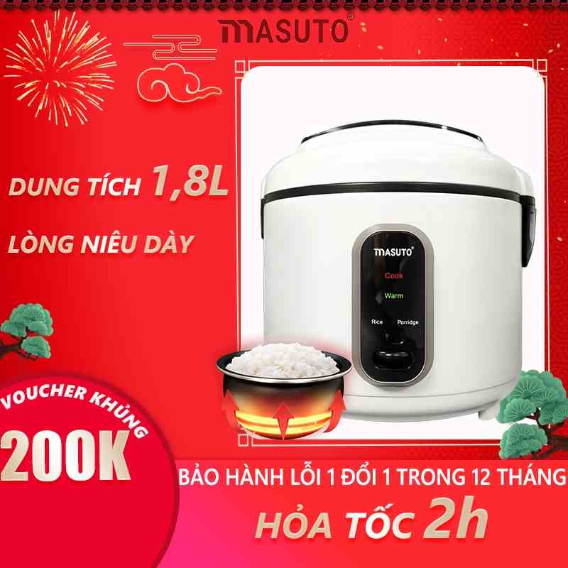 Nồi Cơm Điện Lòng Niêu Masuto 1.2l-1.8l Nấu Ngon Vị Truyền Thống