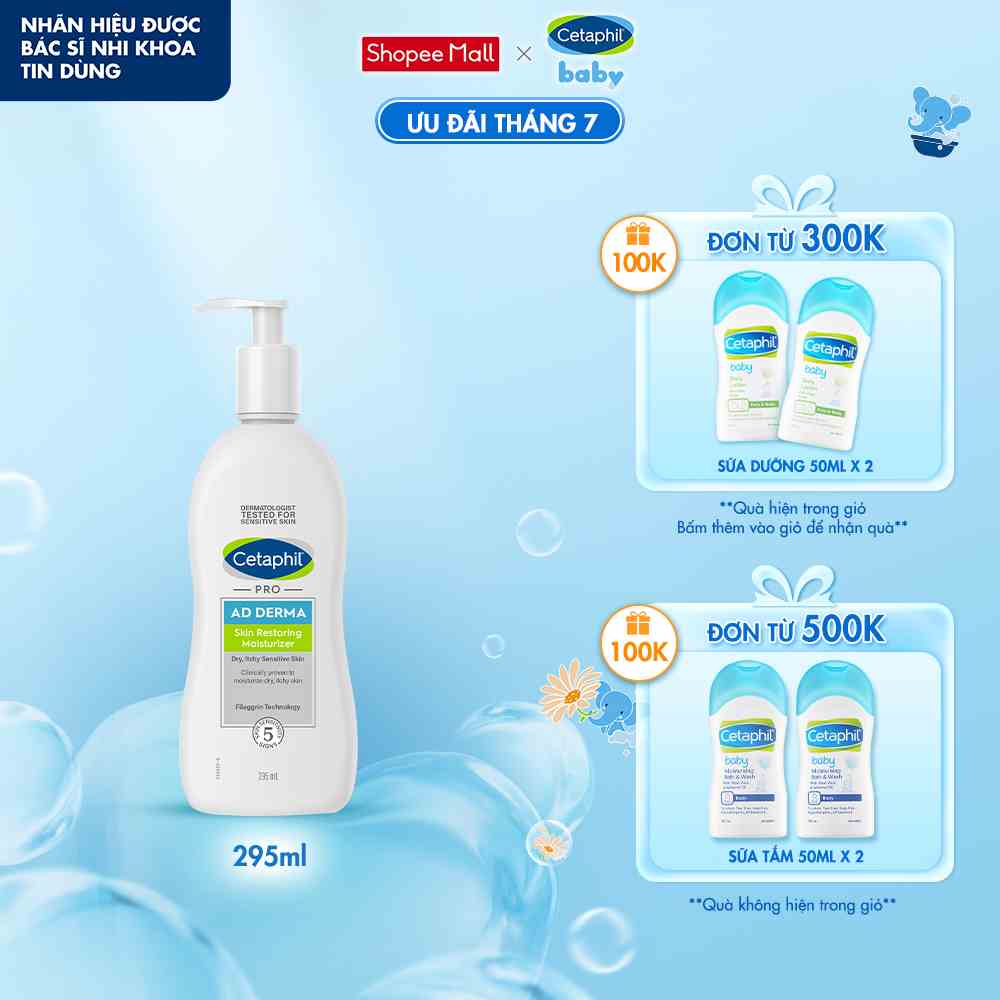 Kem dưỡng ẩm cho da cơ địa Cetaphil Pro AD Moisturizer 295ml