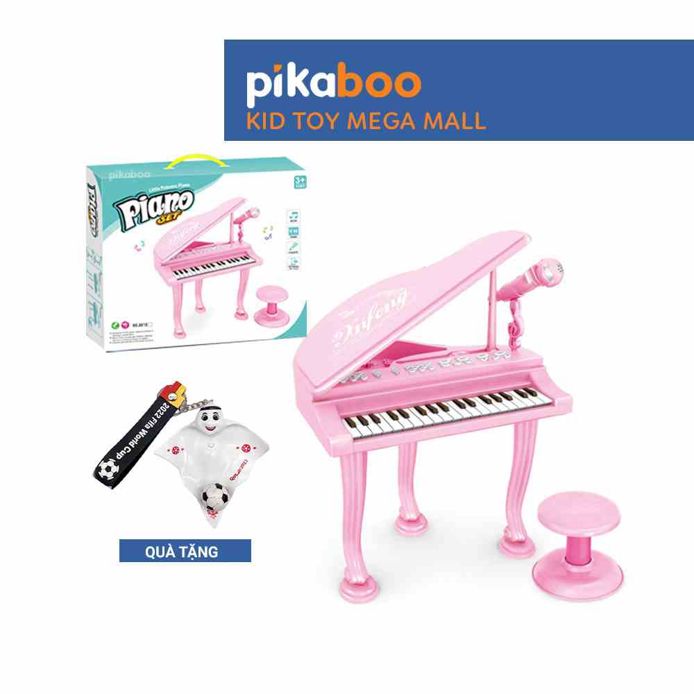 Đàn Piano cho bé màu hồng cao cấp Pikaboo cỡ to đại có ghế ngồi kèm micro chuẩn âm thanh