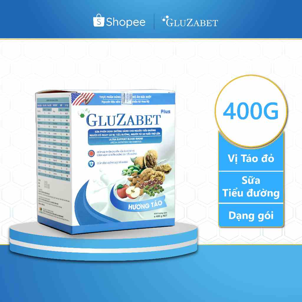 Sữa Gluzabet Tiểu Đường Hộp Giấy NEW 400G (16 Gói 25G)