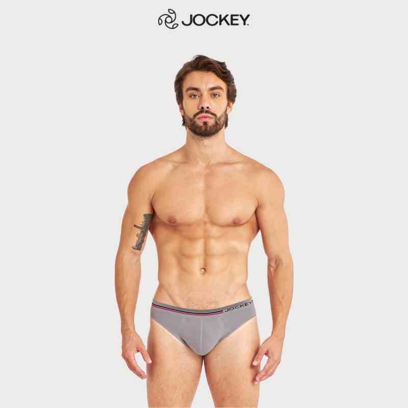 Quần Lót Nam Jockey Tam Giác Không Đường May Seam Free Màu Xám Kháng Khuẩn Cao Cấp - JMMB9133-11