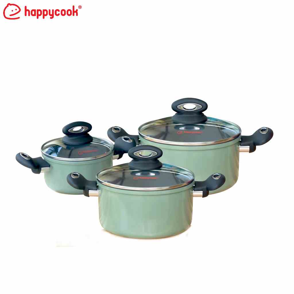 [Mã BMLTB200 giảm đến 100K đơn 499K] Bộ nồi nhôm cao cấp Happy Cook Ceragreen HCA-CG6PC