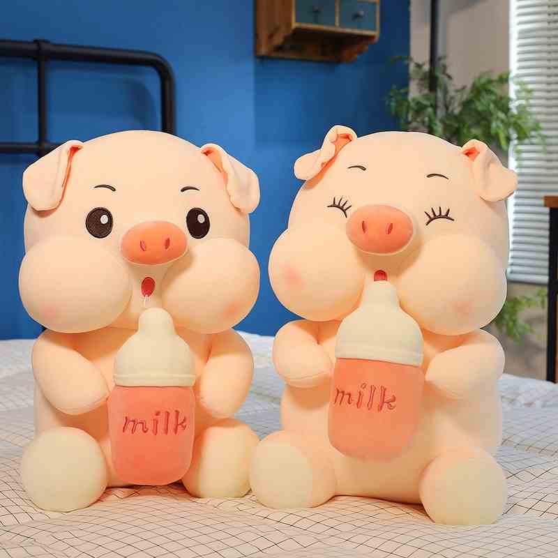 Gấu Bông Heo Ôm Bình Sữa Lợn Bú Bình Mẫu Thú Nhồi Bông Siêu Cute Hàng Cao Cấp Mềm Mịn Babi Mama G10