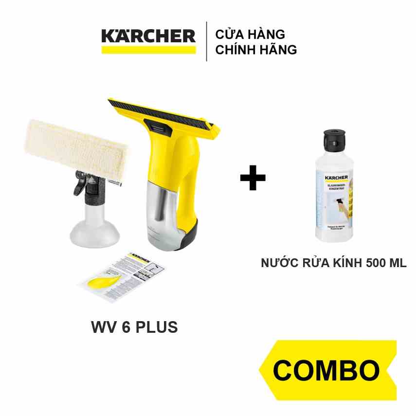 Combo máy lau kính Karcher WV6 Plus và nước lau kính