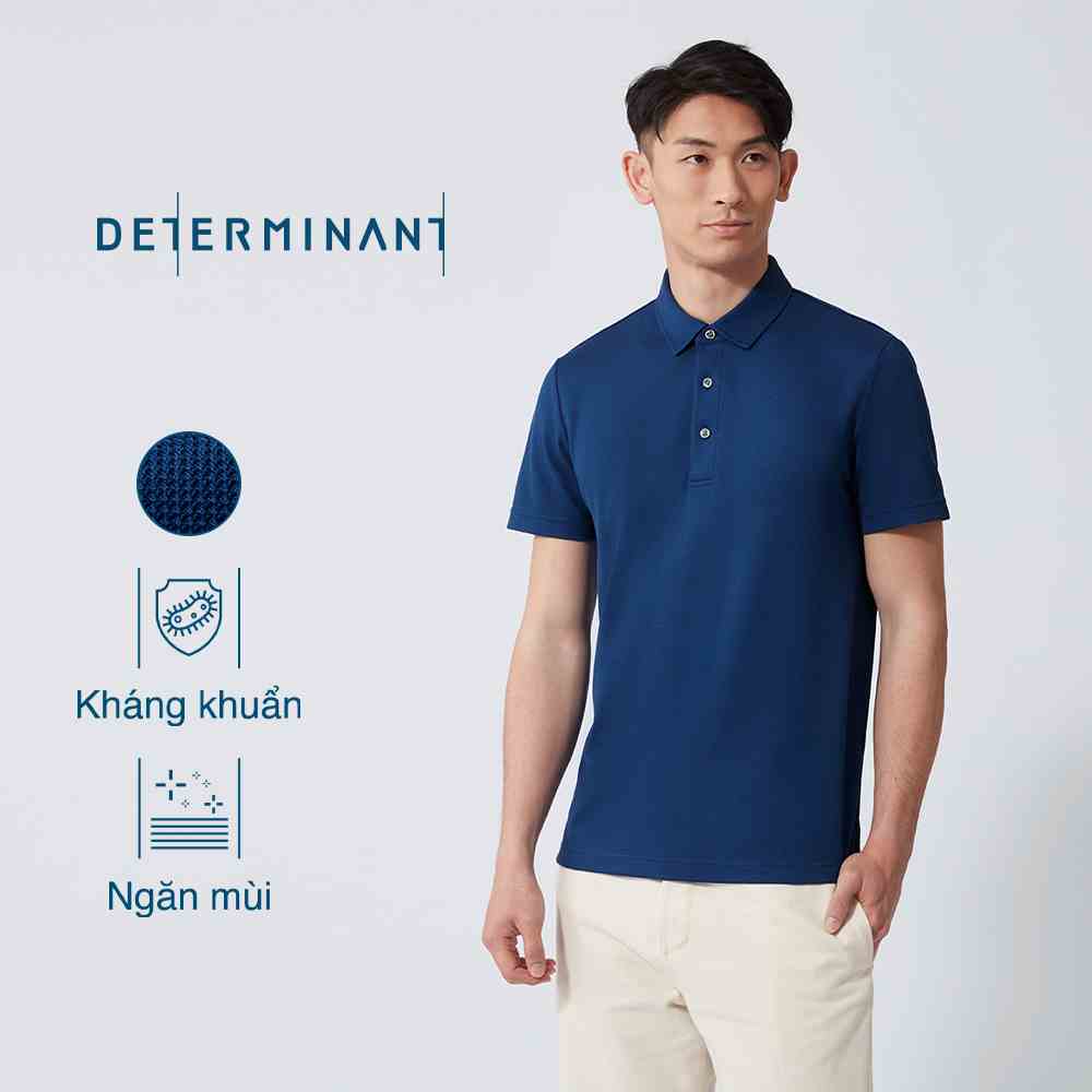 Áo thun polo nam cao cấp DETERMINANT tay ngắn - kháng khuẩn - 100% cotton - màu xanh dương - P02