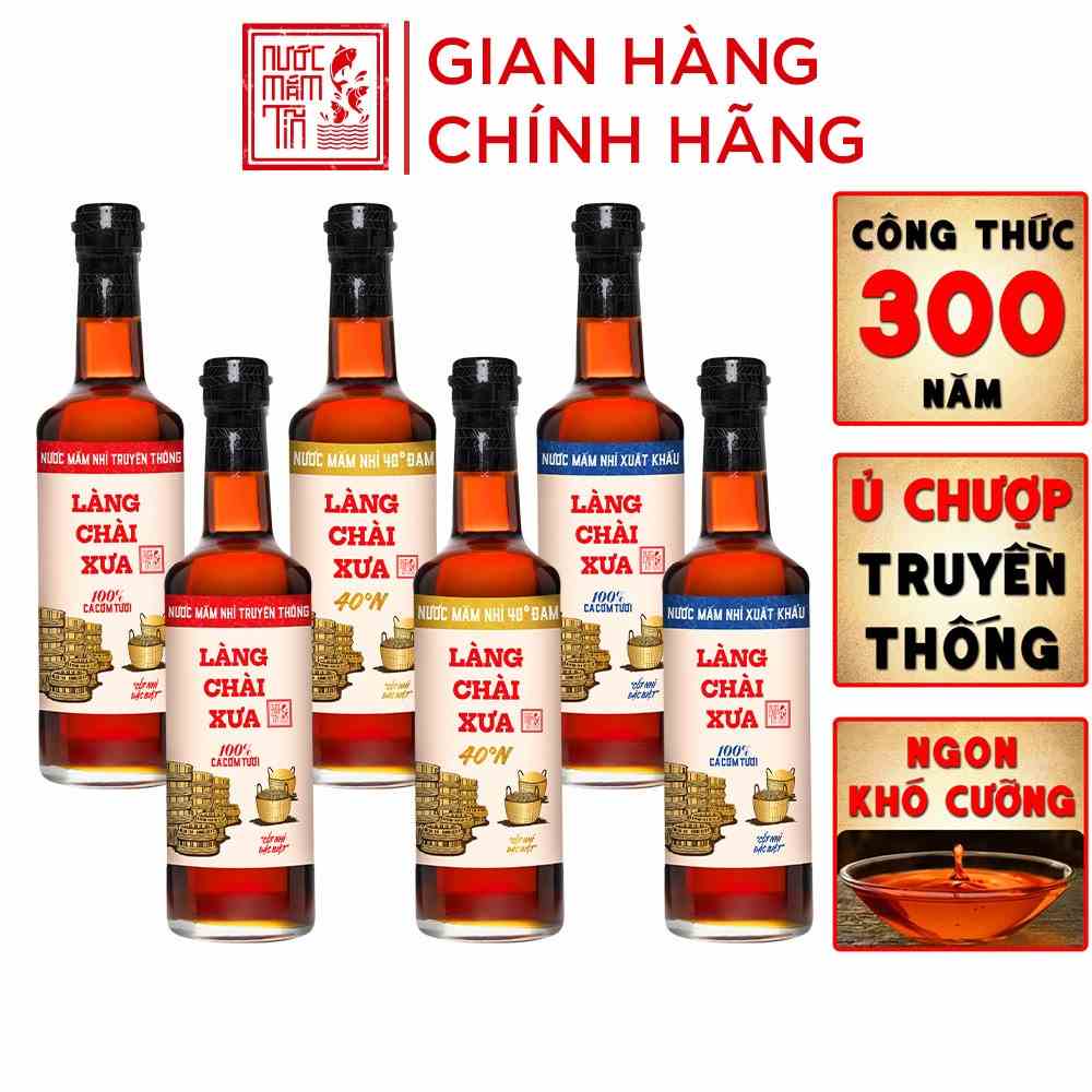 [Thùng 6 chai] Nước mắm nhỉ Làng Chài Xưa nhãn xanh xuất khẩu, nhãn đỏ đậm đà, nhãn vàng sánh đặc 500ml/chai thủy tinh