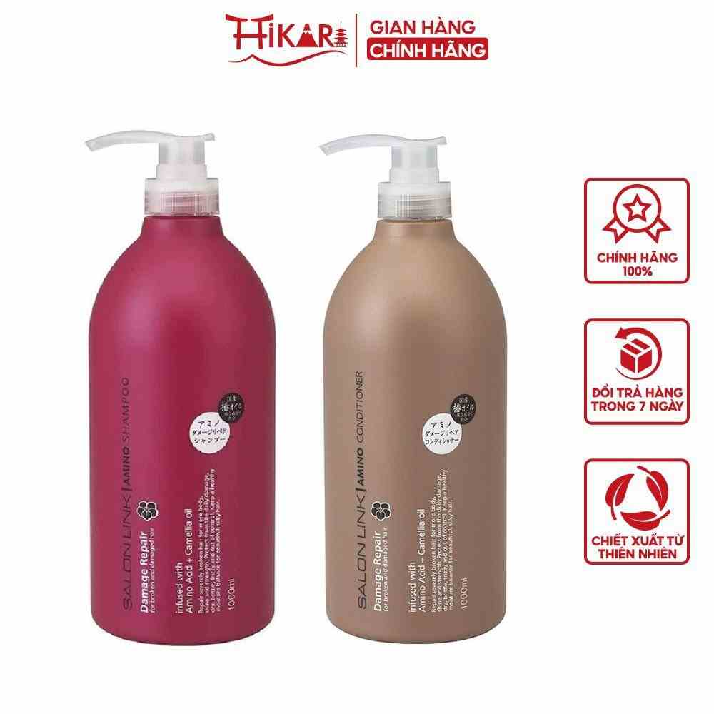 Cặp Dầu Gội Và Xả Hoa Trà Phục Hồi Tóc Hư Tổn Kumano Salon Link Salonlink Damage & Repair 1000ml (đỏxnâu)