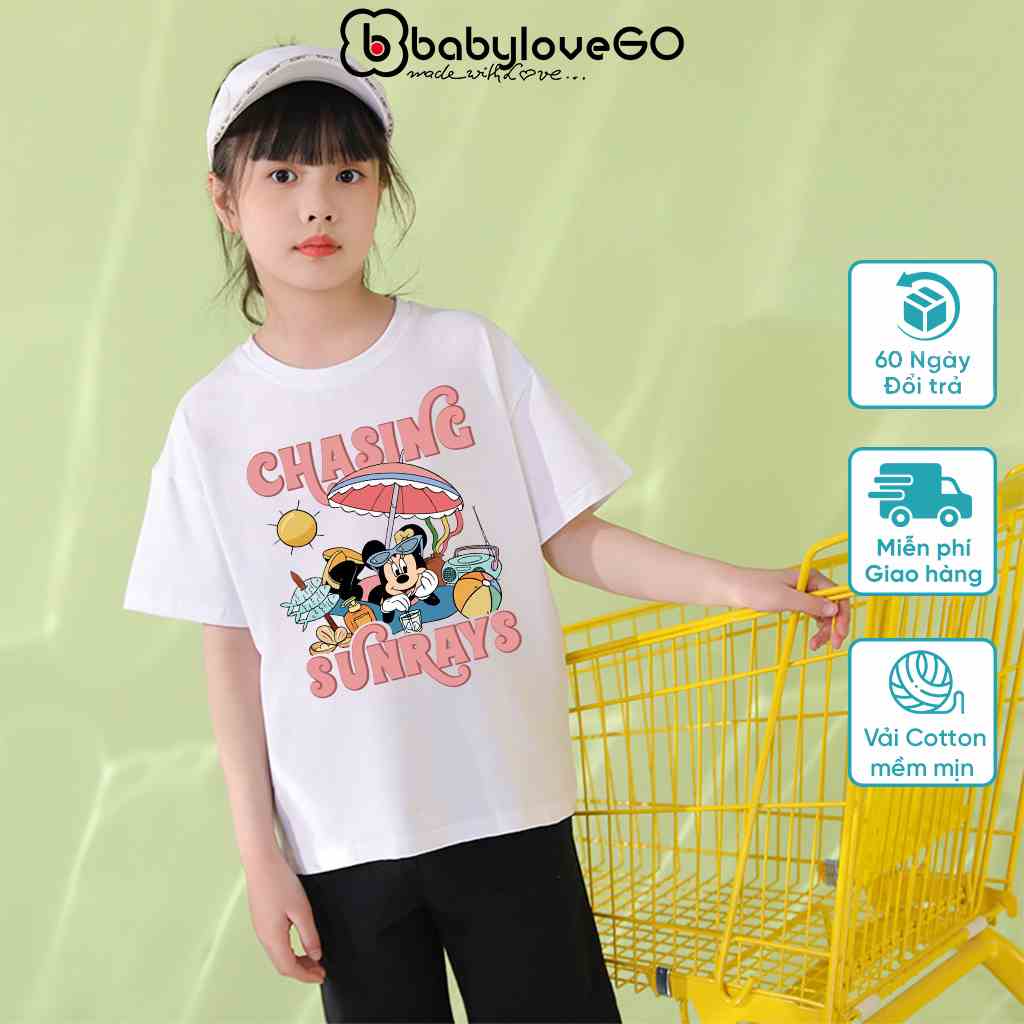 Áo thun trẻ em BabyloveGO áo ngắn tay bé trai bé gái in hình hoạt hình độc đáo vải cotton