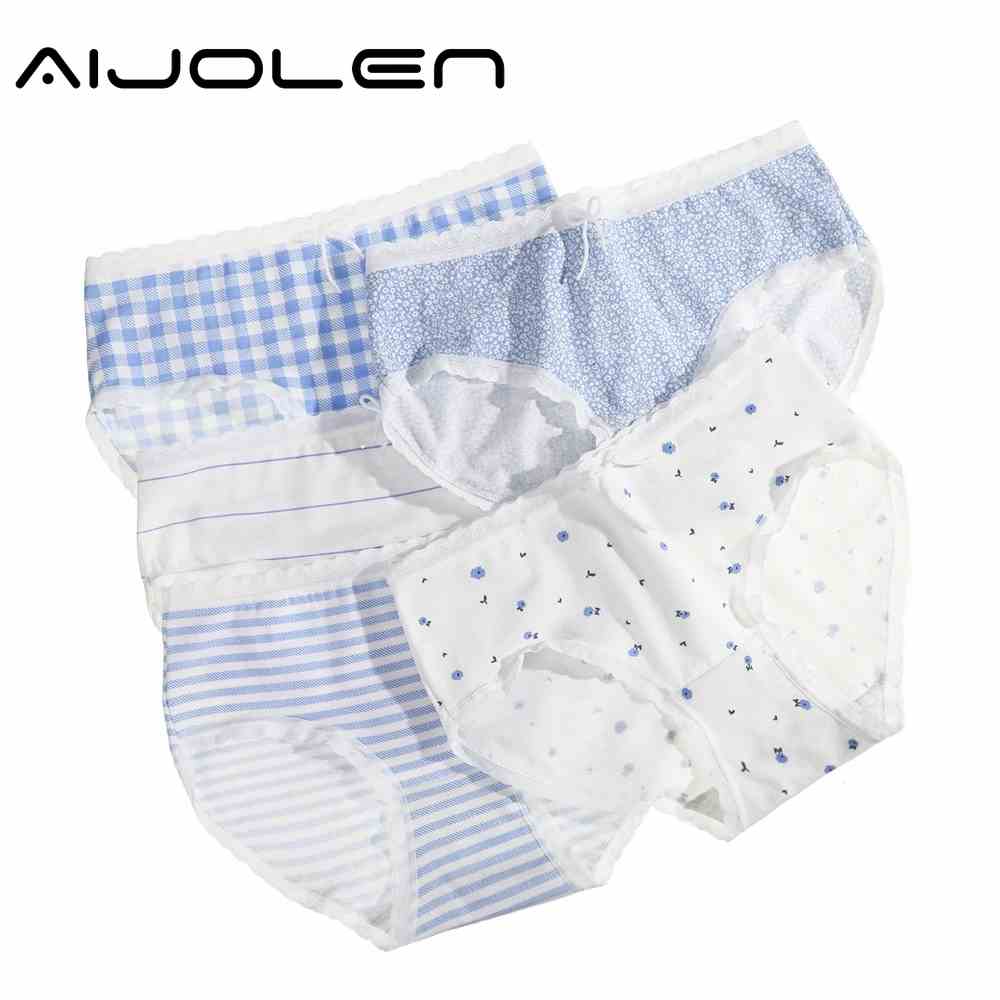 Quần Lót Cotton AIJOLEN Lưng Vừa Đính Nơ Màu Xanh Dương Dễ Thương Cho Nữ