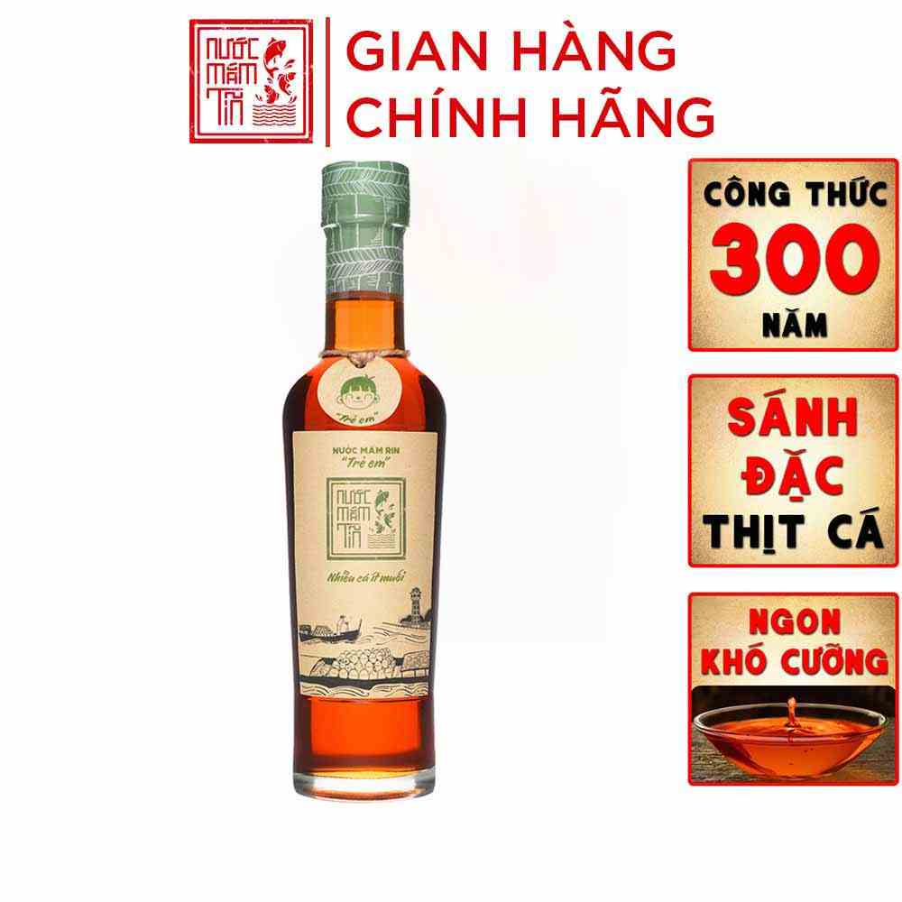 Nước mắm Tĩn Trẻ Em Cho Bé Ăn Dặm độ đạm 42N chai thủy tinh 250ml rin nguyên chất cá cơm than