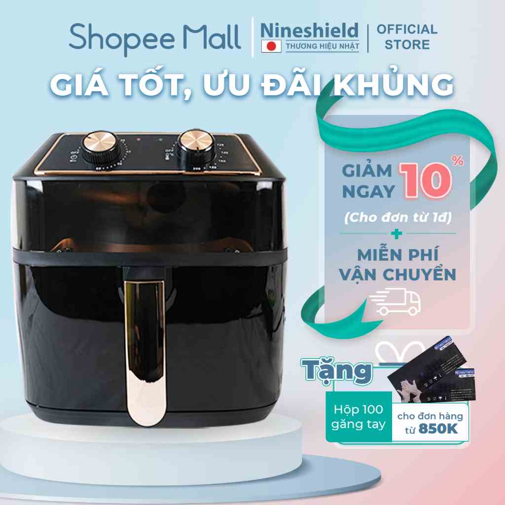 Nồi chiên không dầu Nineshield KB-8001M dung tích 10L - Nồi chiên đa năng an toàn cho sức khoẻ - Hàng chính hãng