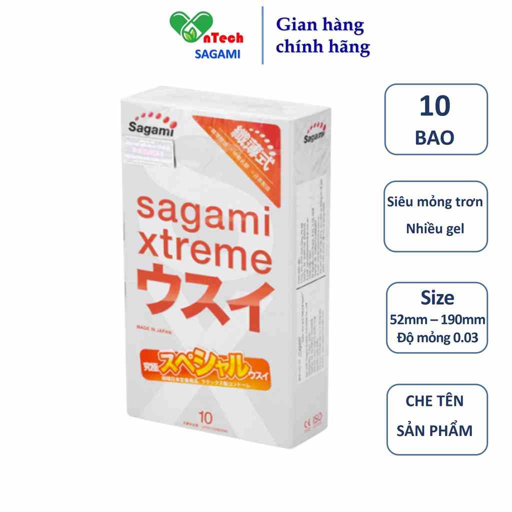 Bao cao su siêu mỏng nhiều gel bôi trơn Xtreme Super Thin 0.03mm hộp 10 bao cao su