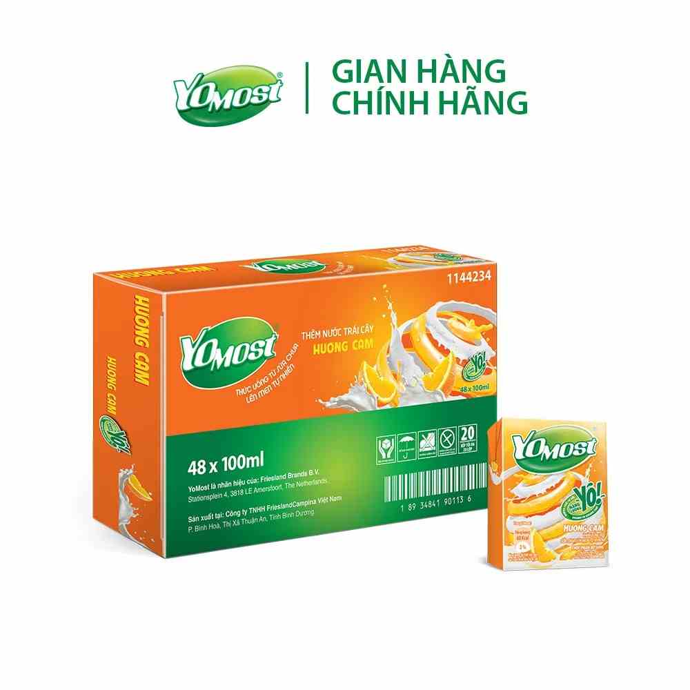 Thùng 48 Hộp Sữa chua uống Yomost vị cam 100ml/hộp