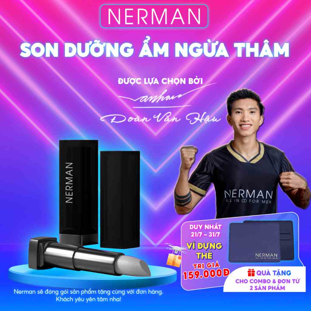 Son dưỡng cho nam Nerman Men in Black 2 in 1 dưỡng ẩm, ngừa thâm môi 4g