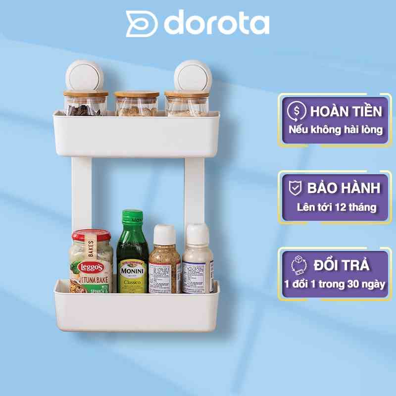 Kệ gia vị 2 tầng đa năng DOROTA gắn tường nhà tắm Spice Rack cao cấp không cần khoan tái sử dụng AW635