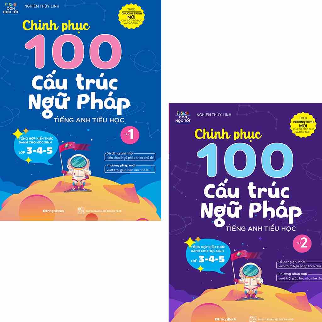 Sách - Combo Chinh phục 100 cấu trúc Ngữ pháp tiếng Anh Tiểu học Tập 1 và 2 Lẻ tùy chọn