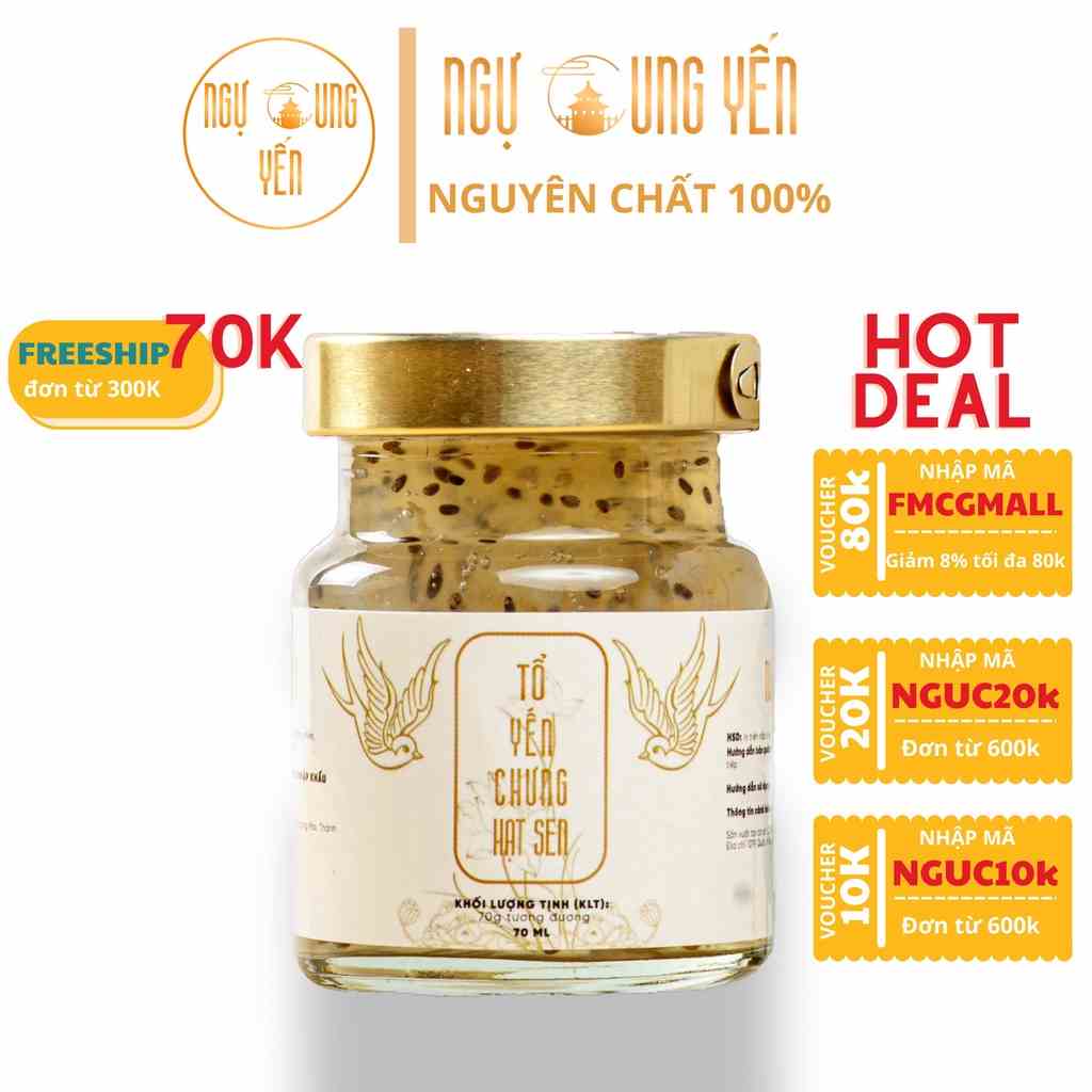 [Mã BMLTB200 giảm đến 100K đơn 499K] [Ngự Cung Yến] Tổ Yến Sào Chưng Sẵn Nguyên Chất Ngự Cung Yến - hộp 70ml - Hộp giấy