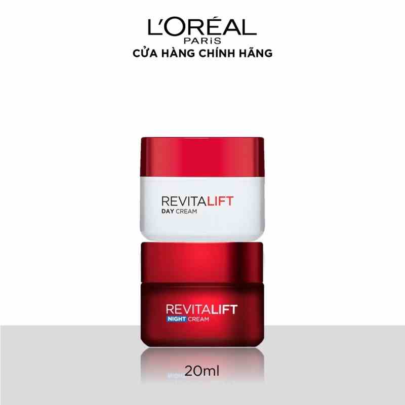 [Quà tặng không bán] Bộ kem dưỡng da chống lão hóa ngày và đêm LOreal Paris Revitalift 20ml x 2