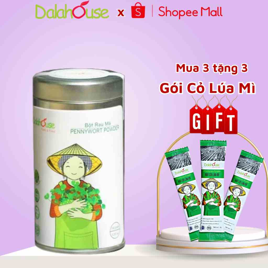 Bột Rau Má Organic Nguyên Chất Sấy Lạnh Dalahouse 120gr Mát Gan Giải Độc, Đạt Tiêu Chuẩn Châu Âu