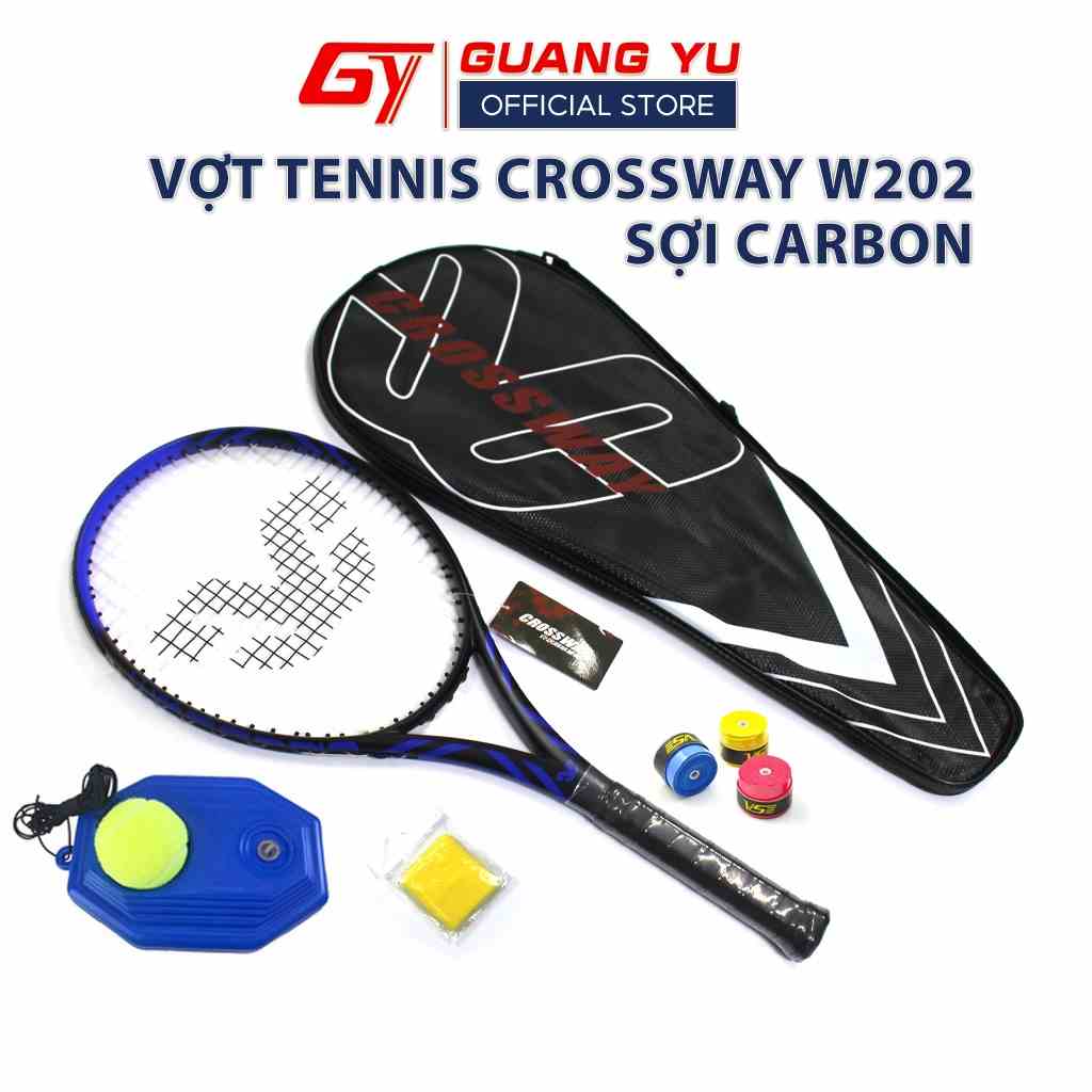 [Mã BMLTB200 giảm đến 100K đơn 499K] Vợt Tennis CROSSWAY W202 Khung Vợt Sợi Carbon Cao Cấp Tặng Kèm Bóng Và Đế Luyện Tập