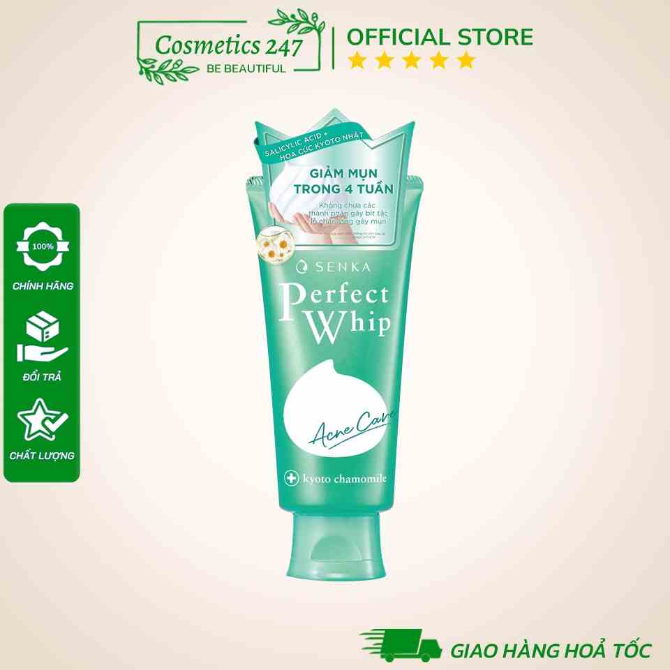 Sữa rửa mặt Senka Perfect Whip Acne Care 100g Giảm Mụn