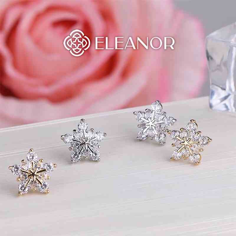 Bông tai nữ chuôi bạc 925 Eleanor Accessories hình hoa tuyết phụ kiện trang sức 3322