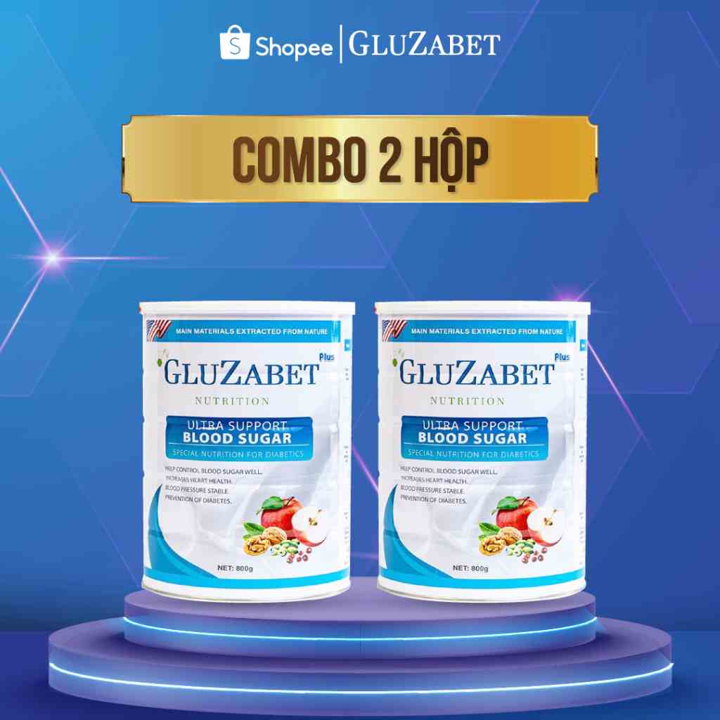 COMBO 2 Sữa Gluzabet 800G - Sữa Chuyên Dùng Cho Người Tiểu Đường, Ổn Định Đường Huyết, Ngăn Ngừa Các Biến Chứng