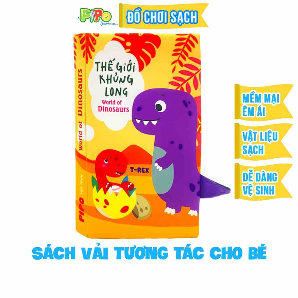 [Mã BMLTB35 giảm đến 35K đơn 99K] Sách vải PiPoVietnam tương tác đoán đuôi con vật - Thế giới khủng long