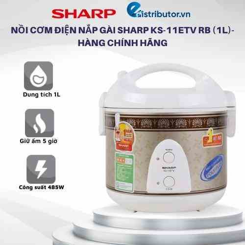 Nồi Cơm Điện Nắp Gài Sharp KS-11ETV RB (1L)-Hàng chính hãng