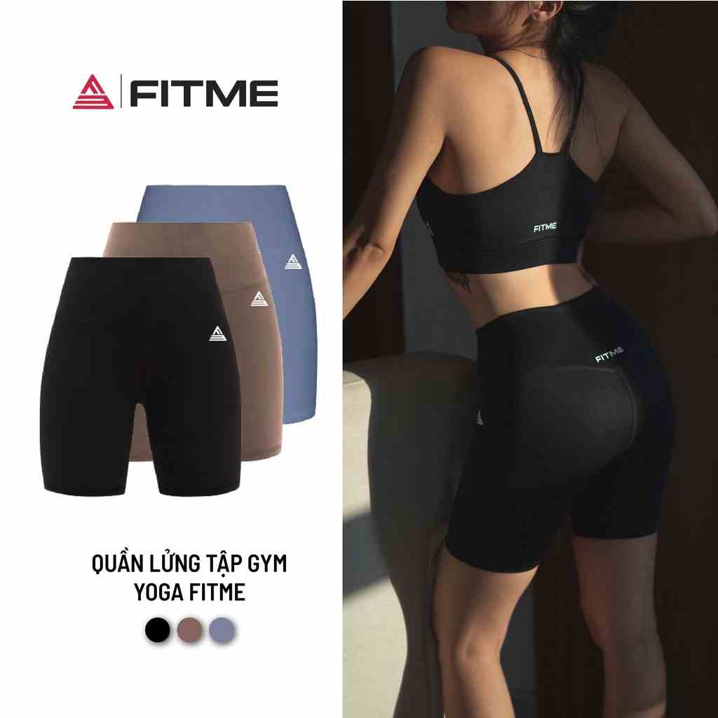 Quần tập gym yoga lửng Fitme legging nữ vải thun biker 2 lớp cạp cao nâng mông tôn dáng bigsize QLTG